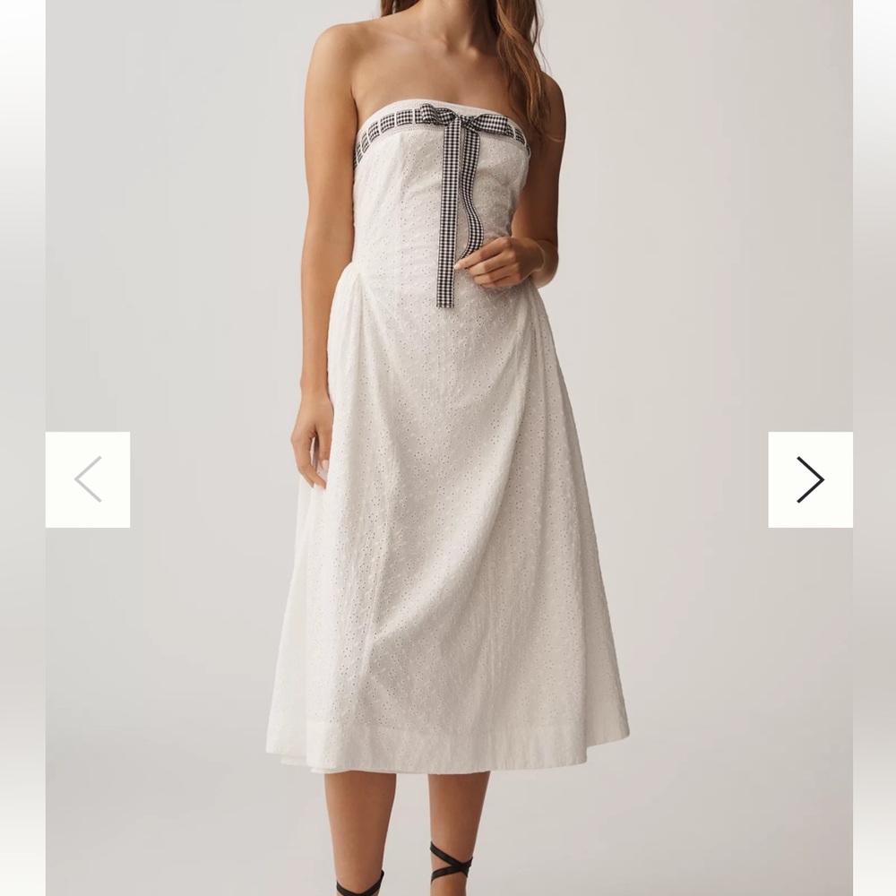 For Love & Lemons Rosie Strapless Bow Midi Dress